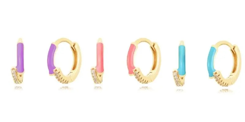 Multicolour Enamel Hoop Earrings for Women 925 Silver Needle Candy Color Huggie Earrings Trendy Party Girls Jewelry Gift