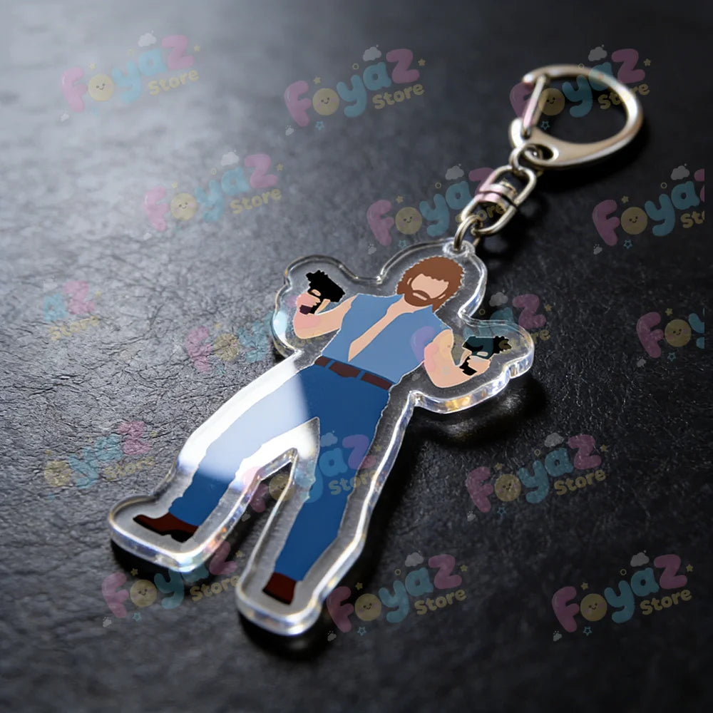 Funny Chuck Norris Actor Keychains for Accessories Bag Charm Meme Keyrings Jewelry Friends Birthday Gifts