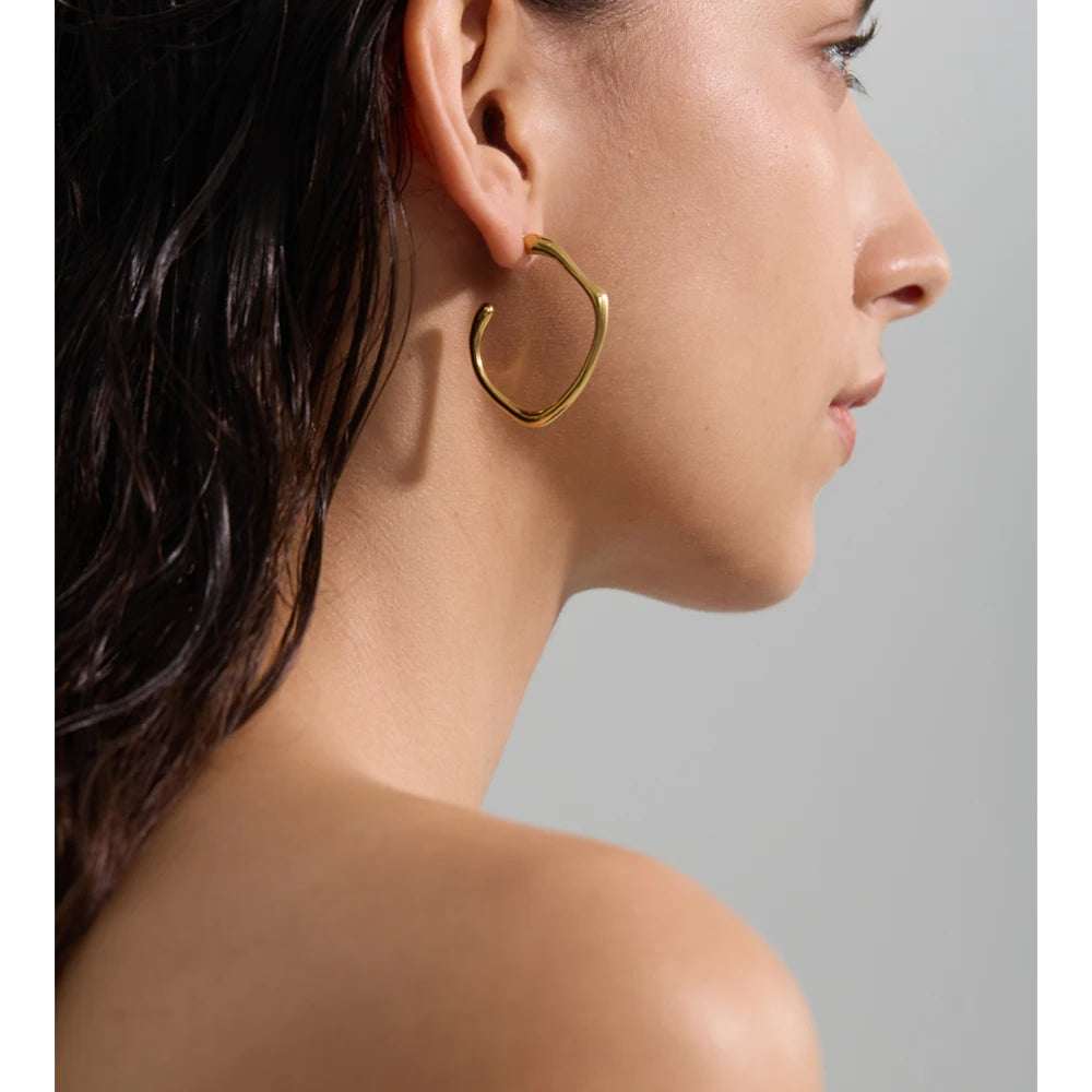 Yhpup Waterproof Minimalist Stainless Steel C-Shape Huggie Earrings for All Occasions Metal Versatile Daily Jewelry Wholesale