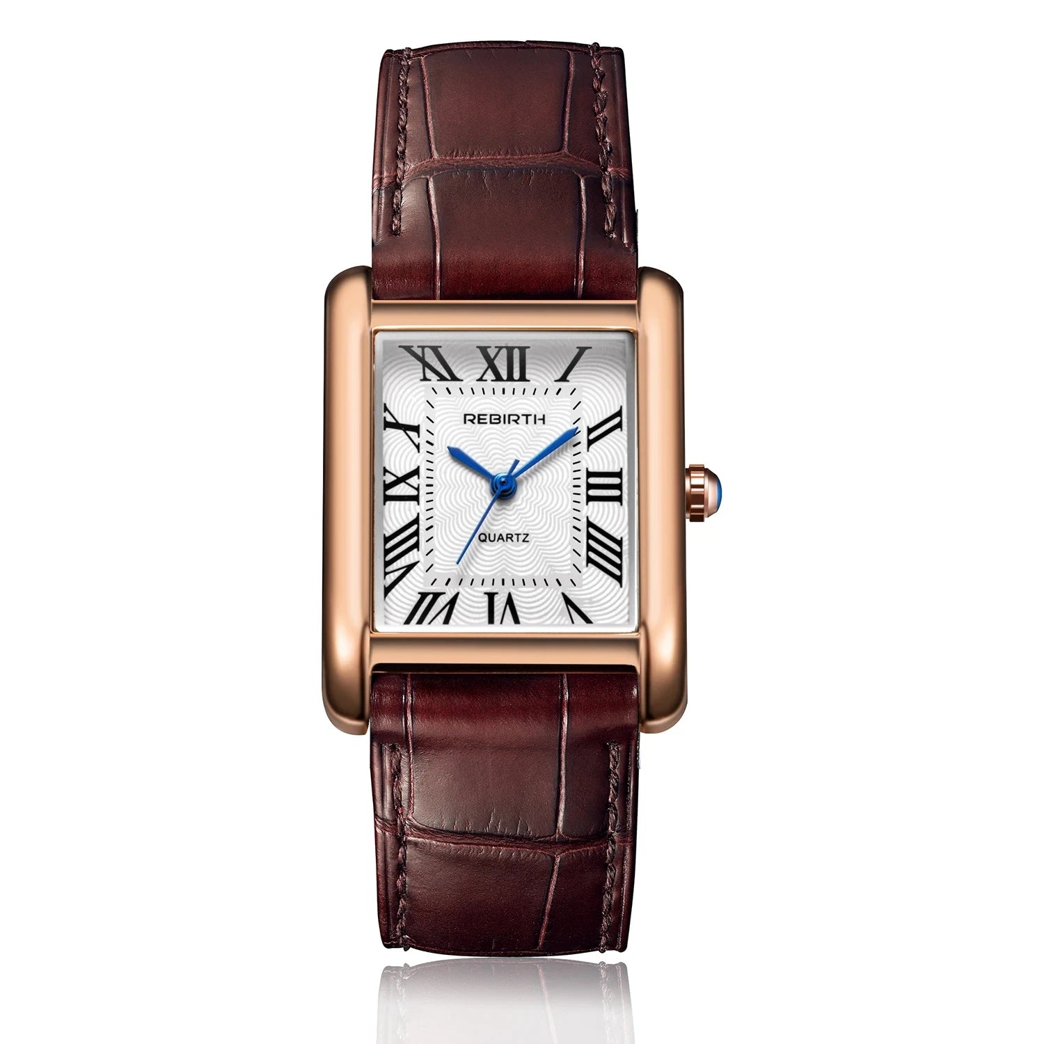 REBIRTH 002 Elegant Women's Quartz Watch Simple Square Dial Leather Strap Waterproof Women's Business Watches relojes de mujer