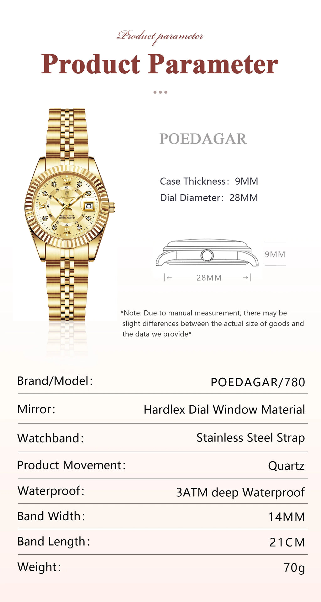 POEDAGAR Fashion Women's Wristwatch Waterproof Luminous Date Elegant Ladies Watches Stainless Steel Quartz Watch For Women Reloj