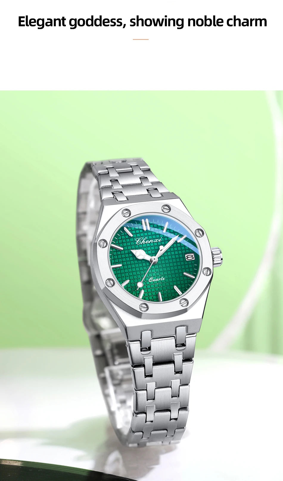 CHENXI Solid Steel Strip Women's Watches Ladies Casual Fashion Small Grid Dial Quartz Wristwatch for Girl Waterproof Luminous