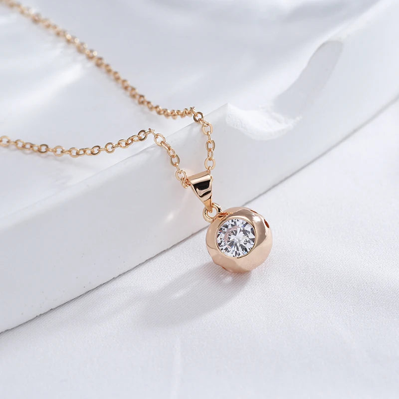SYOUJYO Fashion 585 Rose Gold Color Jewelry Set Natural Zircon Orb Dangle Earrings Necklace Luxury Anniversary Gift