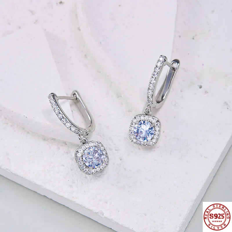 2CT Moissanite Huggie Hoop Earring for Women Lab Created Diamond 925 Sterling Silver Dainty Hoop Dangle Earring Fine Jewelry