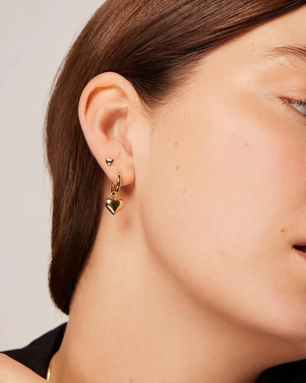 Women Heart Pendant Earrings Lady 14K Gold Plated Charm Huggie Hoops Earring With Sterling Silver Post Popular Jewelry