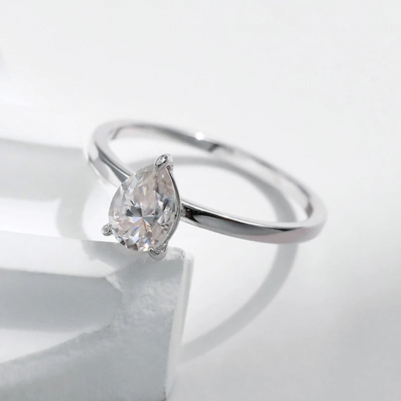 TFGLBU Teardrop Moissanite Rings Oval Cut 1/2/3/4CT Real S925 Sterling Silver Jewelry For Wedding Engagement Ring With Certified