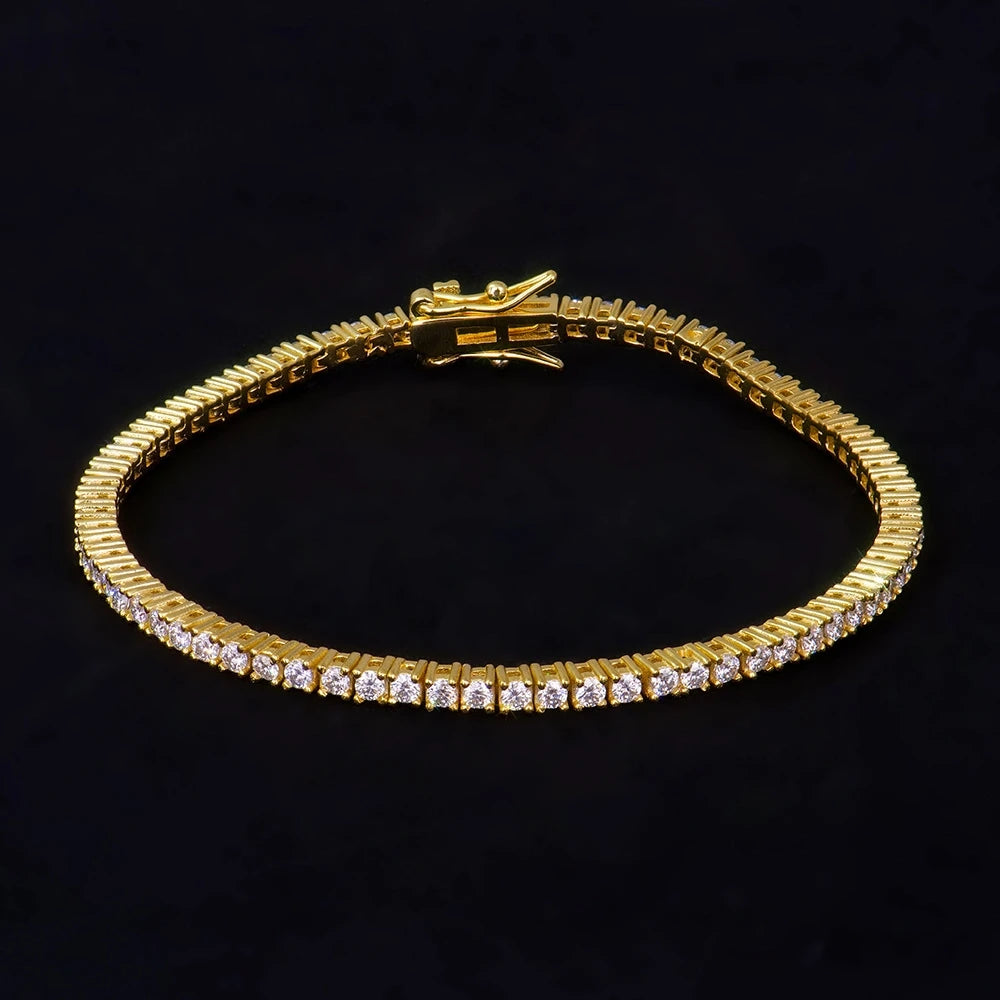 Factory Price Unisex Hip Hop Moissanite Tennis Chain for Women S925 Sterling Silver Gold Man Bracelet Hiphop Jewelry