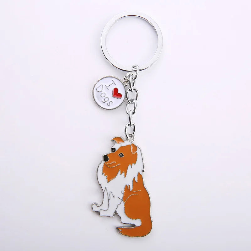 Cute Animal Keychains Lovely Husky Teddy Golden Retriever Dog Keyring Car Decor Hanging Pendant  for Pet Dog Lovers Gifts