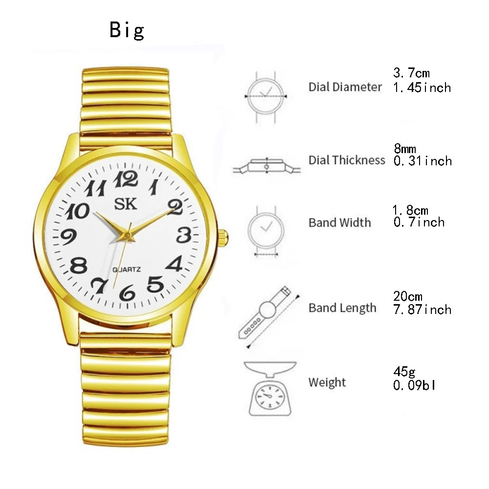 New Fashion Personality Style Women Watch Casual Quartz Watch Elastic Elastic Band Classic Digital Scale Wristwatches Men Watch