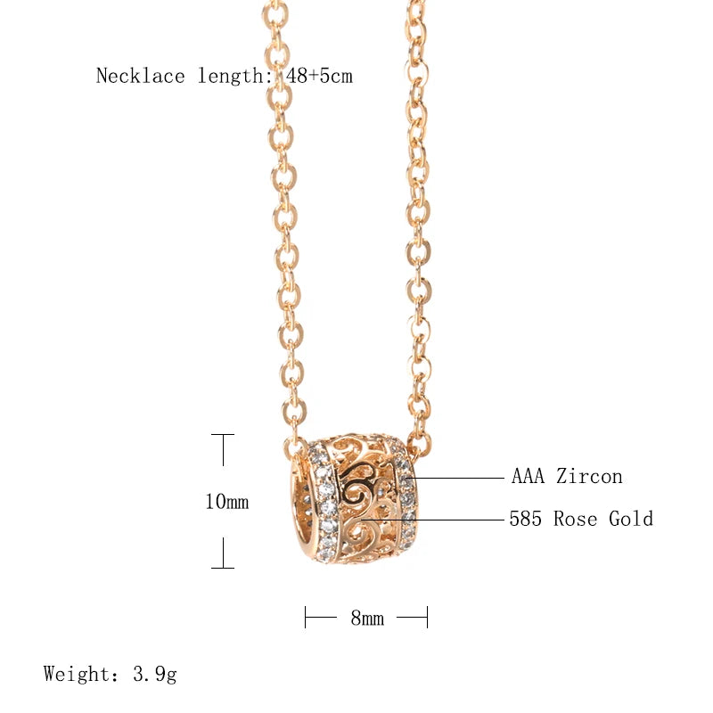 SYOUJYO Trendy Little Waist Necklace For Women 585 Rose Gold Color Fine Jewelry Luxury Party Long Pendants Clavicle Necklace