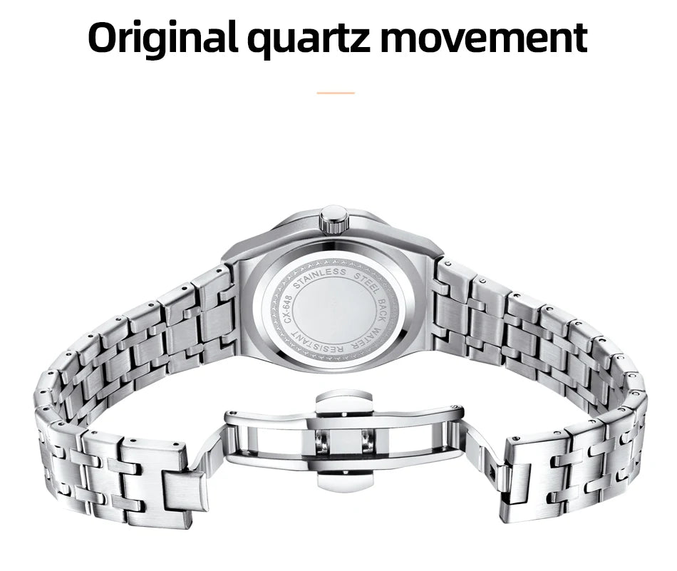 CHENXI Solid Steel Strip Women's Watches Ladies Casual Fashion Small Grid Dial Quartz Wristwatch for Girl Waterproof Luminous