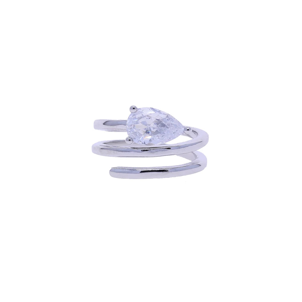 Open Adjusted Size 4 Triple Wrap Pink Finger Ring For Women Paved Sparking Bling 5A CZ Jewelry