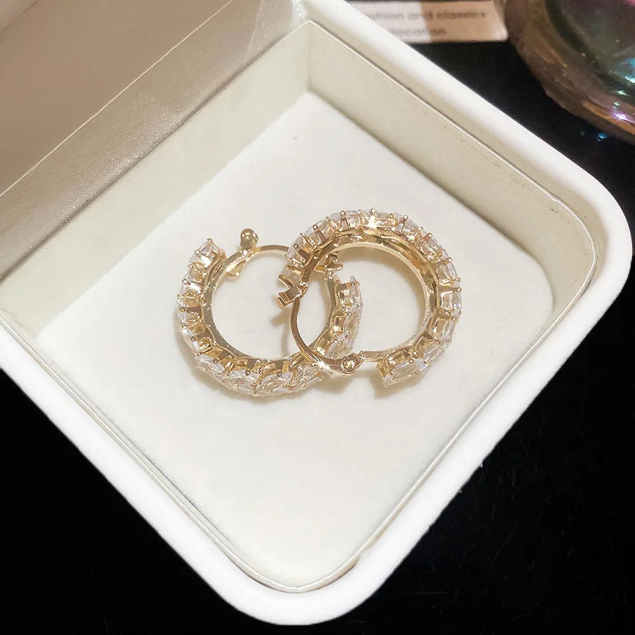 Multicolor Shiny Zircon Huggie Hoop Earrings for Women Girls Wheat Leaf Hoop Earrings Versatile Fashion Jewelry Daily Party Gift