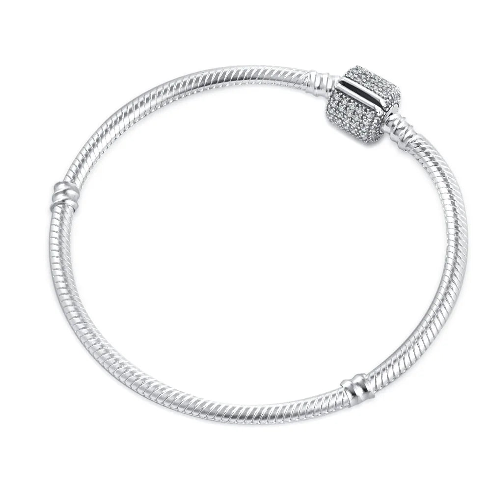925 Sterling Silver Charm Bracelet for Women Snake Chain & Mesh Chain Design DIY Beads Compatible Fashion Fine Jewelry Gif