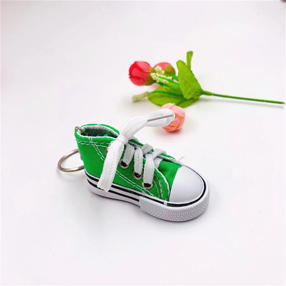 Mini High-top Canvas Shoes Keychains Women Creative Bag Hanging Sneaker Key Ring Car Key Holder Students Fun Gifts Accessories