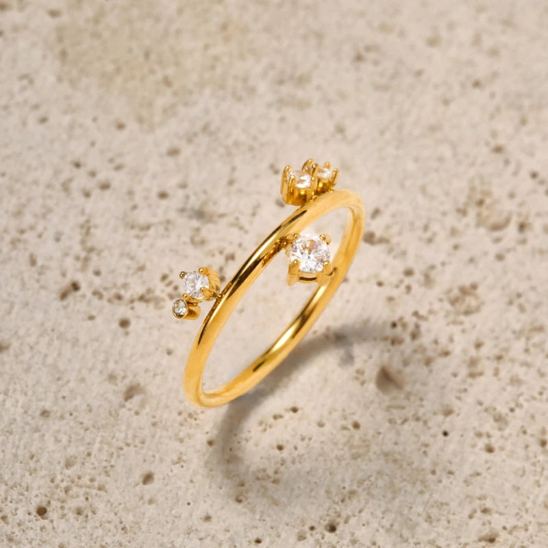 Dainty Scattered Zirconia Ring Unique Minimalist Elegant Stacking Gold Band Delicate Cluster Rings Trendy Minimalist Jewelry