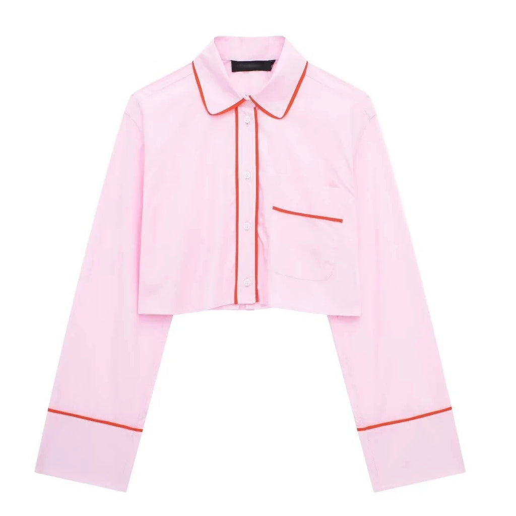 2024 Spring Woman Sets Lapel Long Sleeves Single Breasted Shirt Top +Mid Elastic Waist Lace-Up Female Wide Leg Long Pant