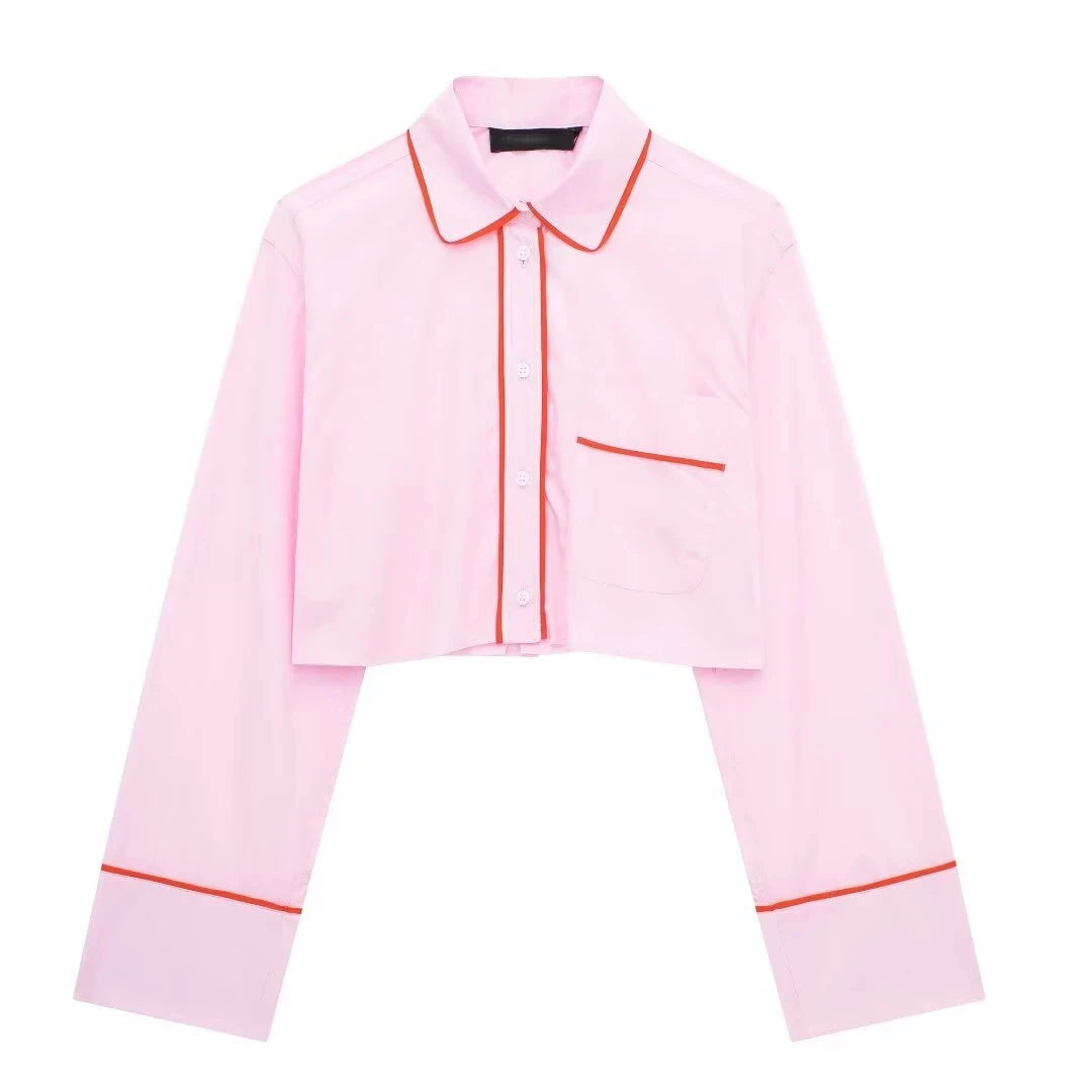 2024 Spring Woman Sets Lapel Long Sleeves Single Breasted Shirt Top +Mid Elastic Waist Lace-Up Female Wide Leg Long Pant