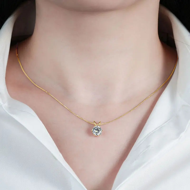 Lnngy Certified 0.5ct–5ct Moissanite Necklace Sparkling Solitaire Lab-Grown Diamond Pendant Necklaces for Women Daily Jewelry