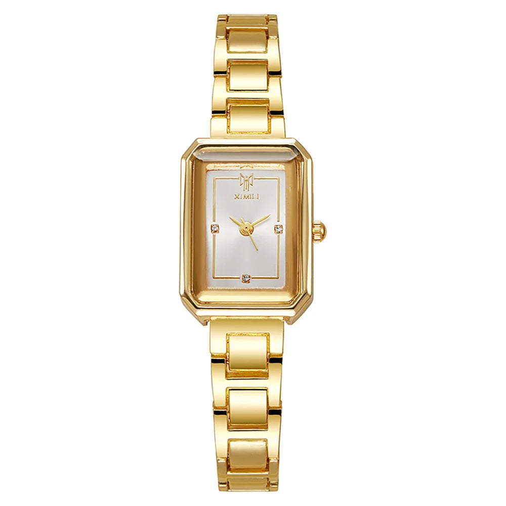 Ladies Simple Watch Fashion Rectangle Gold Quartz Watches Luxury Stainless Steel Waterproof Women's Dress Clock Gift Wristwatch