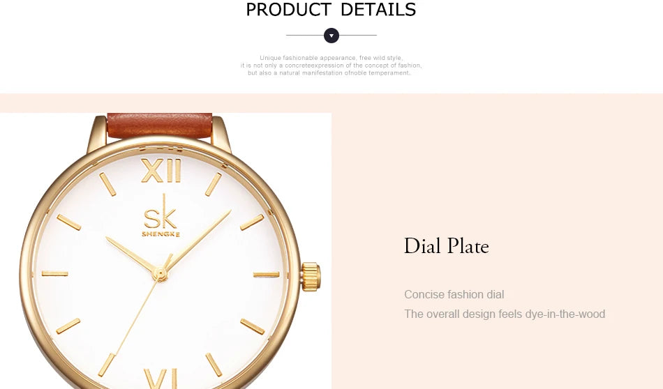 SHENGKE New Fashion Women Watches Top Brand Elegant Woman's Quartz Wristwatches Luxury Golden Clock for Lady Relogio Feminino