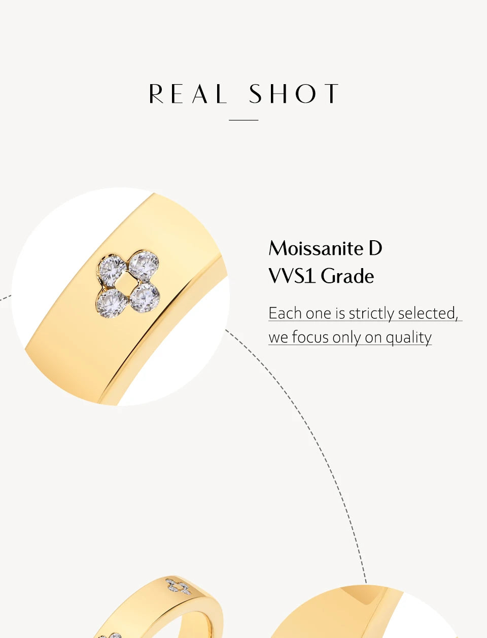 MINTYBOX Clover Moissanite 18k Gold Plated Diamond Wedding Band Ring For Women S925 Silver Engagement Party Fine Jewelry Gift