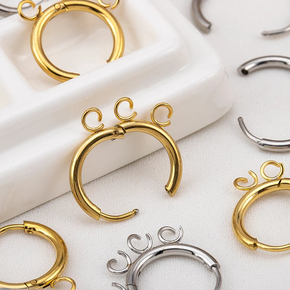 2pcs 6pcs Stainless Steel Huggie Earring Hooks with Loop Round Ear Post with Open Jump Ring for DIYgold Jewelry Making Supplies
