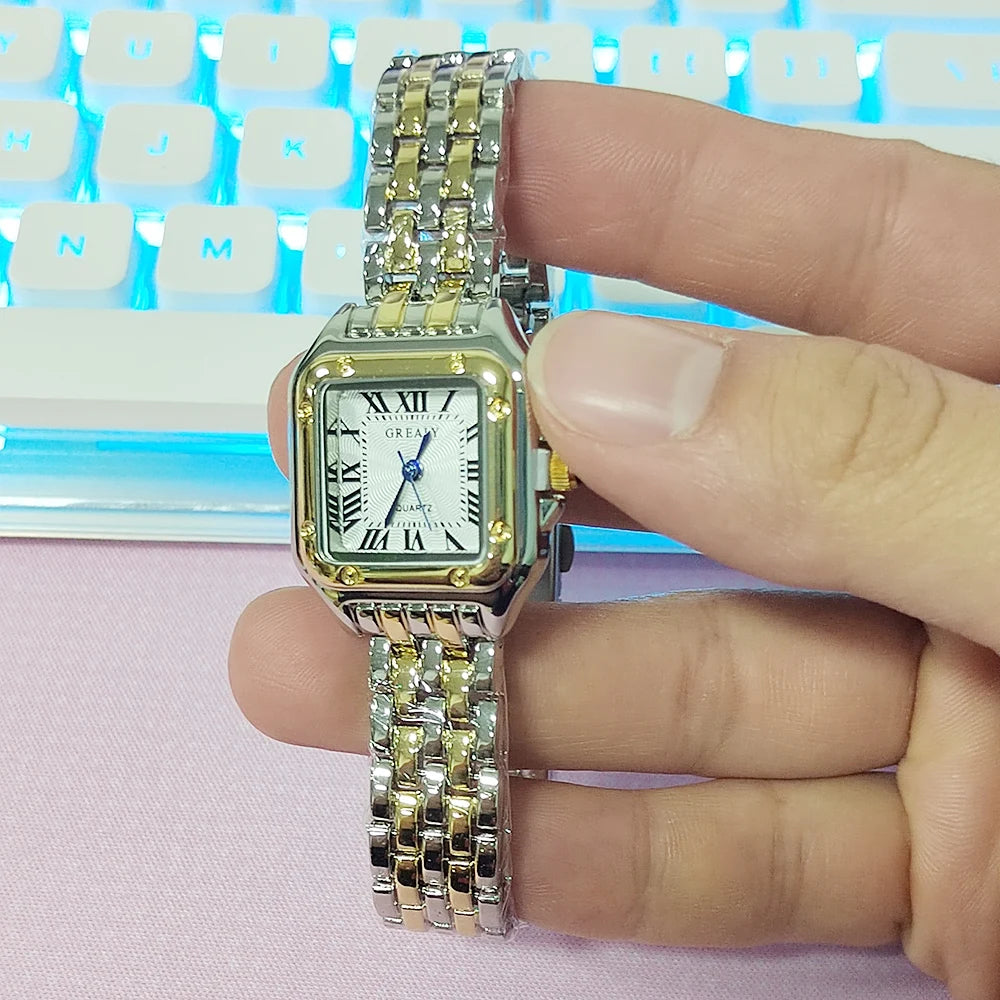 Luxury Women's Watches Classic Brand Square Ladies Quartz Wristwatches Alloy Strap Business Female Clock Bracelet watch