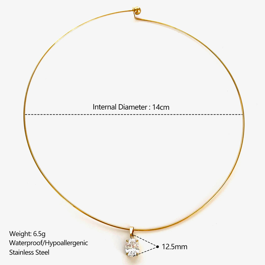 GHIDBK Statement 5 Designs Sparkling AAAA Zircon Pendant Necklace for Women Stainless Steel Choker Necklace Trendy Daily Jewelry