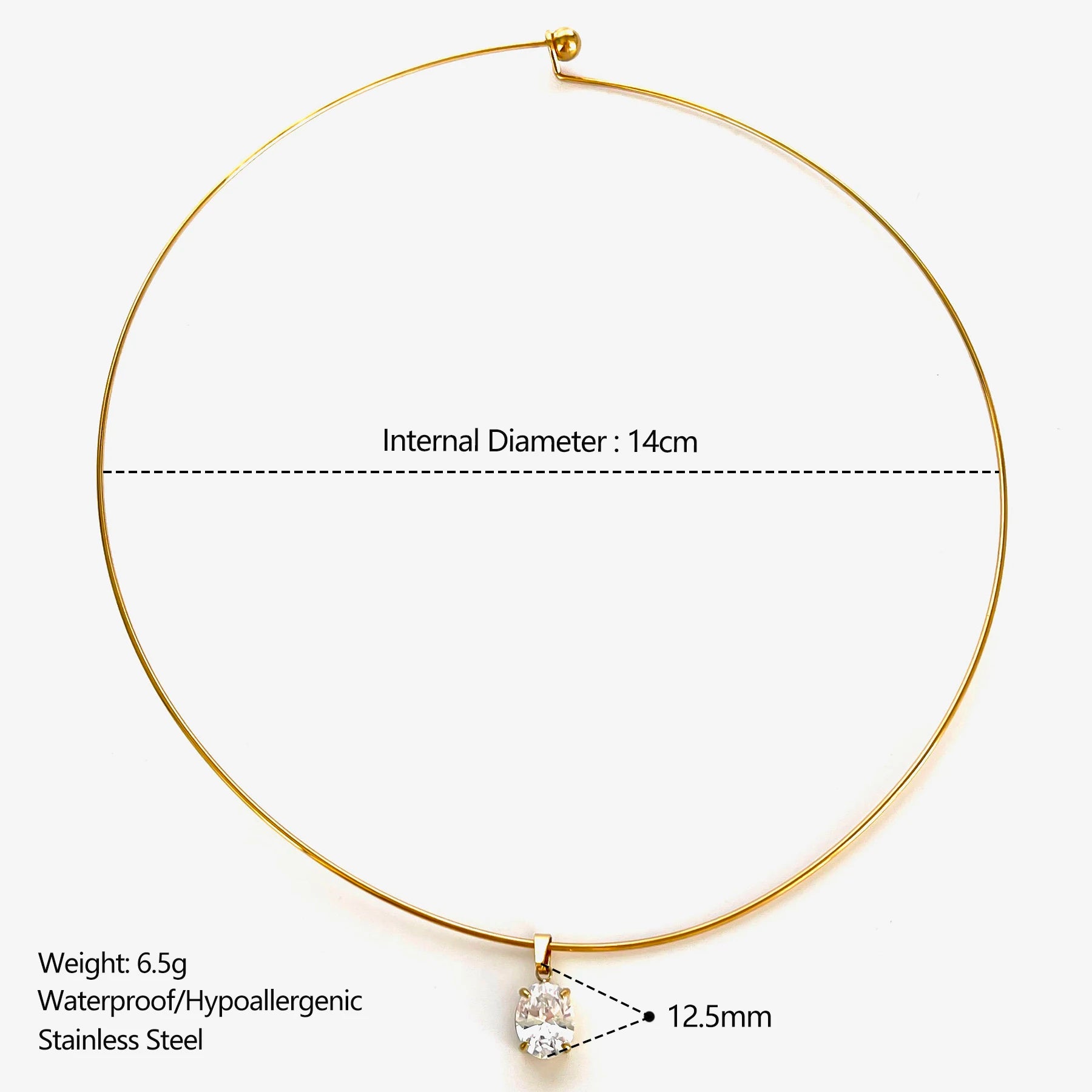 GHIDBK Statement 5 Designs Sparkling AAAA Zircon Pendant Necklace for Women Stainless Steel Choker Necklace Trendy Daily Jewelry