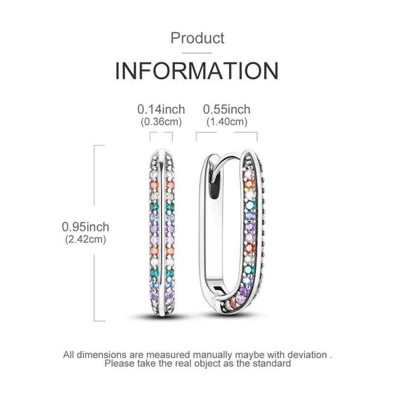 Earrings 925 Sterling Silver Hoop Earring Sparkling Pavé U-Shaped Double Hoop Earring for Women Girls Party Wedding Jewelry Gift