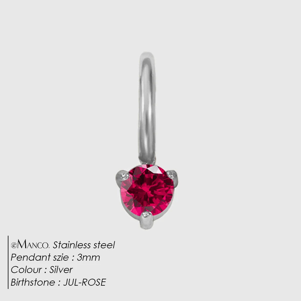 eManco Dainty Mini Small Charm Minimal Girl Boy Stainless Steel zircon Round Charms Pendants Necklace Jewelry Making