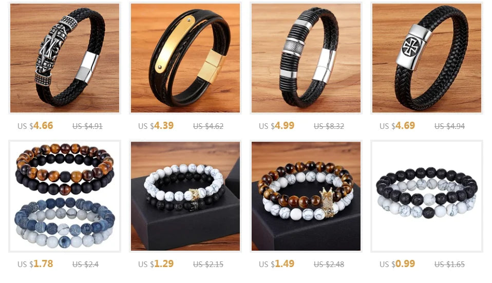 XQNI New Classic Style Men Leather Bracelet Simple Black Stainless Steel Button Neutral Accessories Hand-woven Jewelry Gifts