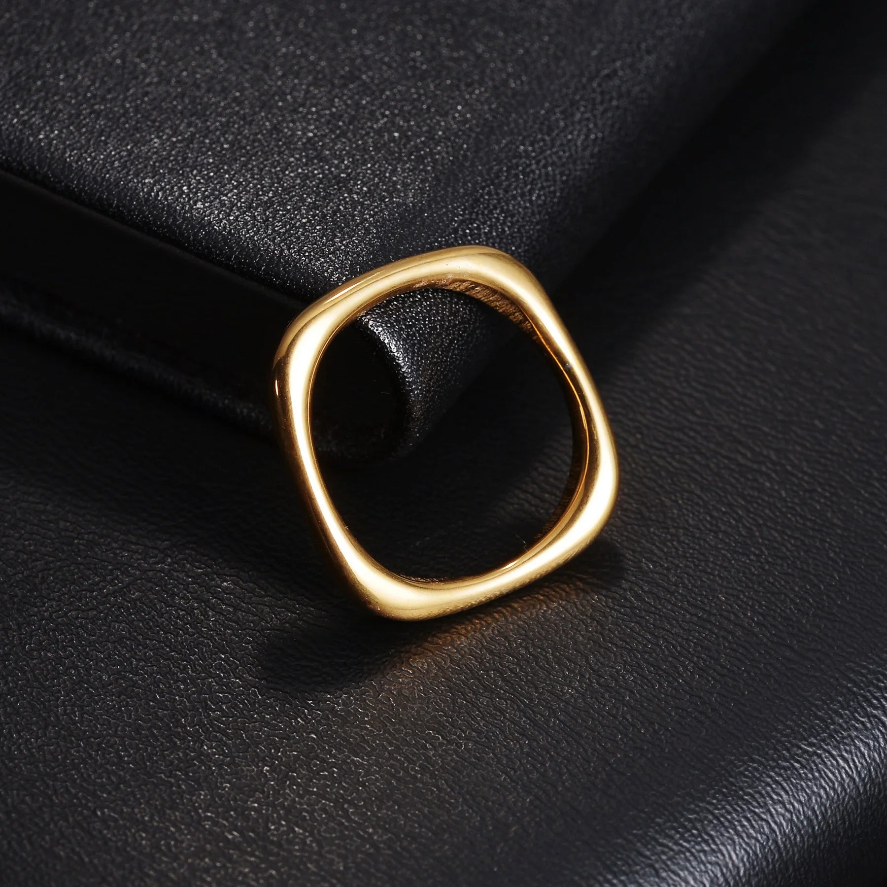 Trendy Dainty Square Ring Women Stainless Steel Geometric Thin Design Gold Silver Color Fashion Jewelry Gifts