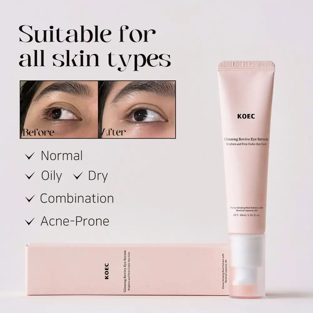30ml KOEC 10% Korean Ginseng + 2% Retinol Revive Eye Serum Cream Firming Brightening Hydrating Anti-aging Niacinamide Ceramide