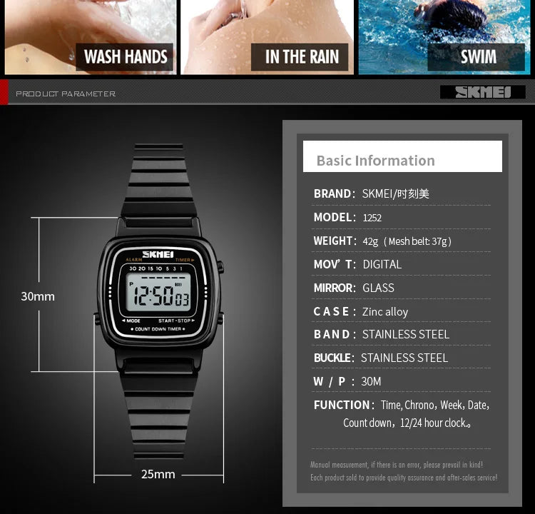 SKMEI 1901 Brand Luxury Watch Women Fashion Sport Waterproof Electronic Watches Ladies Watches Small Reloj Digital Wristwatch