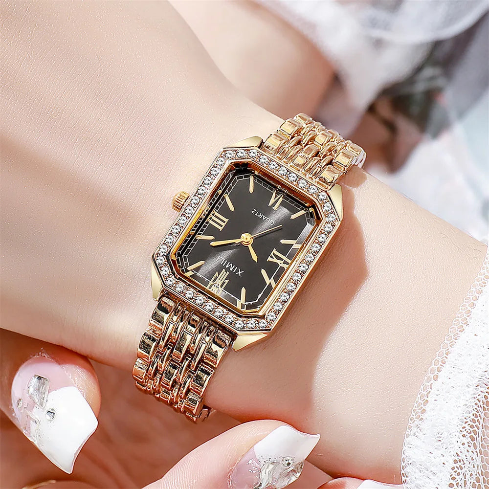 Top Brand Watch Women Business Simple Diamond Gold Watches Casual Female Student Fashion Quartz Clock Wristwatches