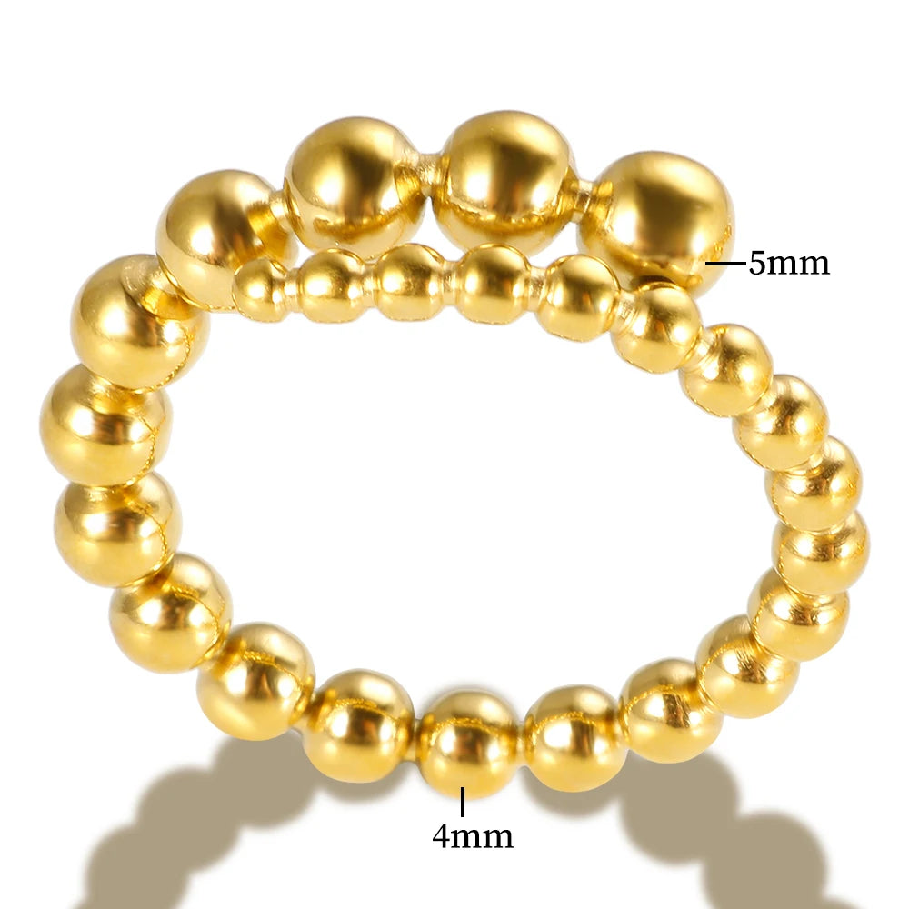 Dainty Stainless Steel Beads Stackable Ring for Women Girl Statement  Minimalist New Fashion Wholesales Jewelry Gift
