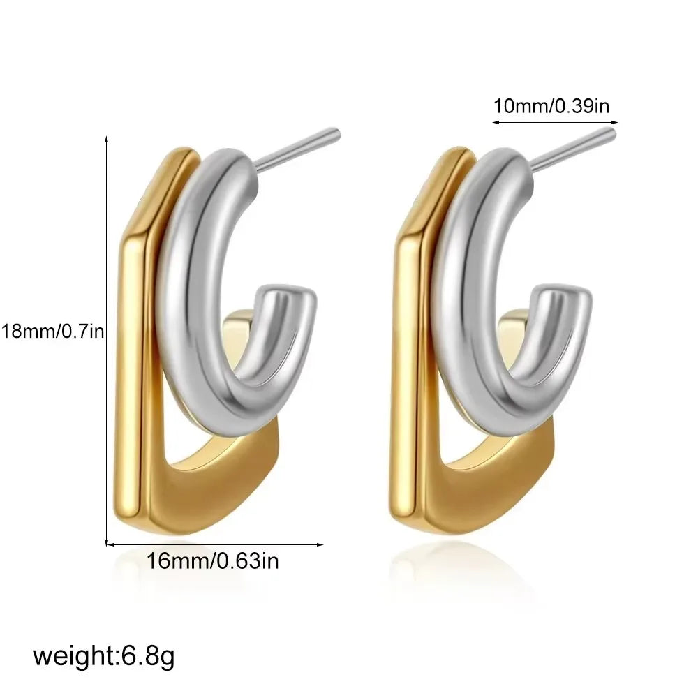 Stainless Steel Mix Color PVD Round Tube O-Shaped Hoop Earrings for Women Vintage Zircon Huggie Ear Ring Waterproof Jewelry Gift