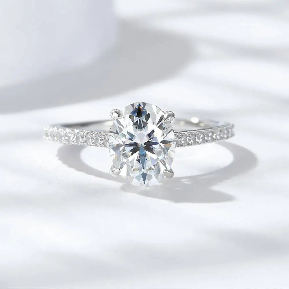 SG Oval Cut 1CT 2CT 3CT D Color Moissanite Rings For Women Lab Diamond Wedding Promise Band S925 Sterling Silver Jewelry