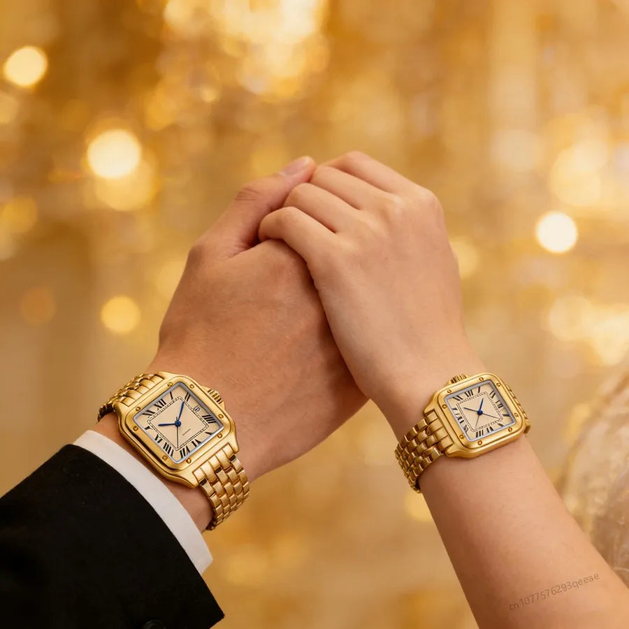 Light-luxury Ladies Watches Business Women Watch High-end Fashionable Roman scale Steel Strip Quartz Wristwatch for Couple man