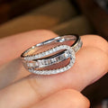 Huitan Trendy Women Rings Geometric Fashion Design Cubic Zirconia Rings for Engagement Wedding Silver Color Luxury Jewelry