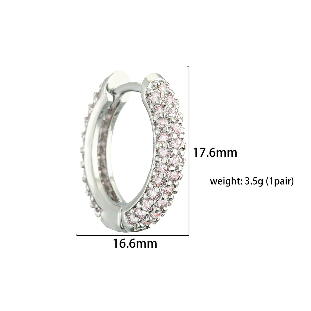 18K Gold Plated Brass Huggie Earrings with CZ Zircon Thin Ear Hoops Earring for Women Round Colorful Earring Piercing