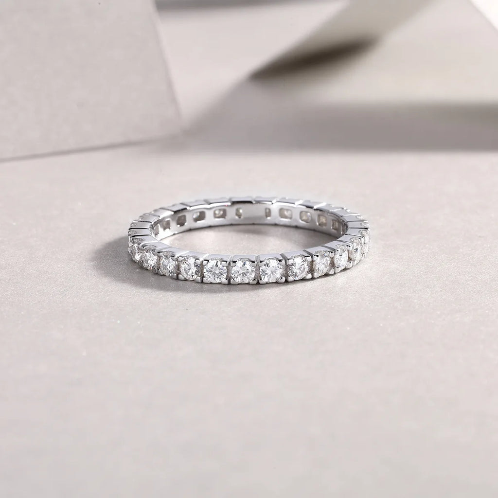 D Color Women Moissanite Ring s925 Silver Round Cut Moissanite Row Rings for Women Luxury Women Full Moissanite Ring