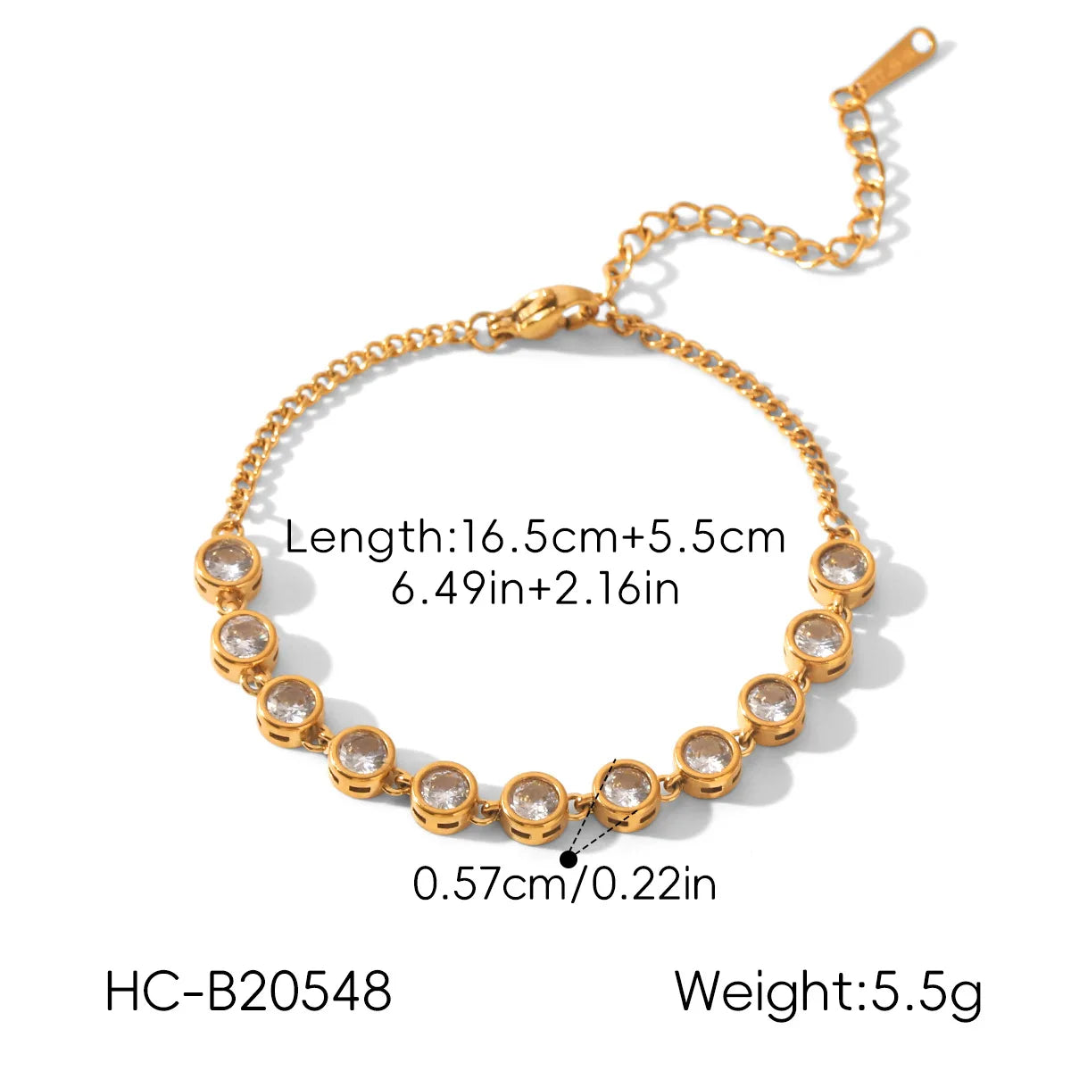 Ars Dainty Tennis Bracelet 18k Gold Plated Chain Bracelets Stainless Steel Bracelet Multi Zircon Bracelets Jewelry Gift for Her