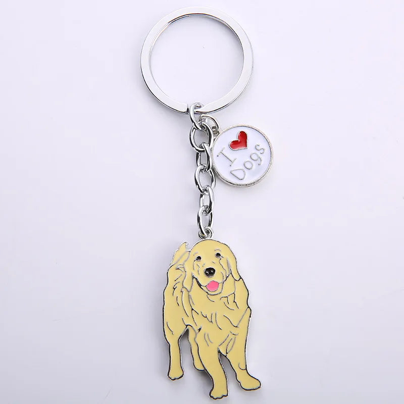 Cute Animal Keychains Lovely Husky Teddy Golden Retriever Dog Keyring Car Decor Hanging Pendant  for Pet Dog Lovers Gifts