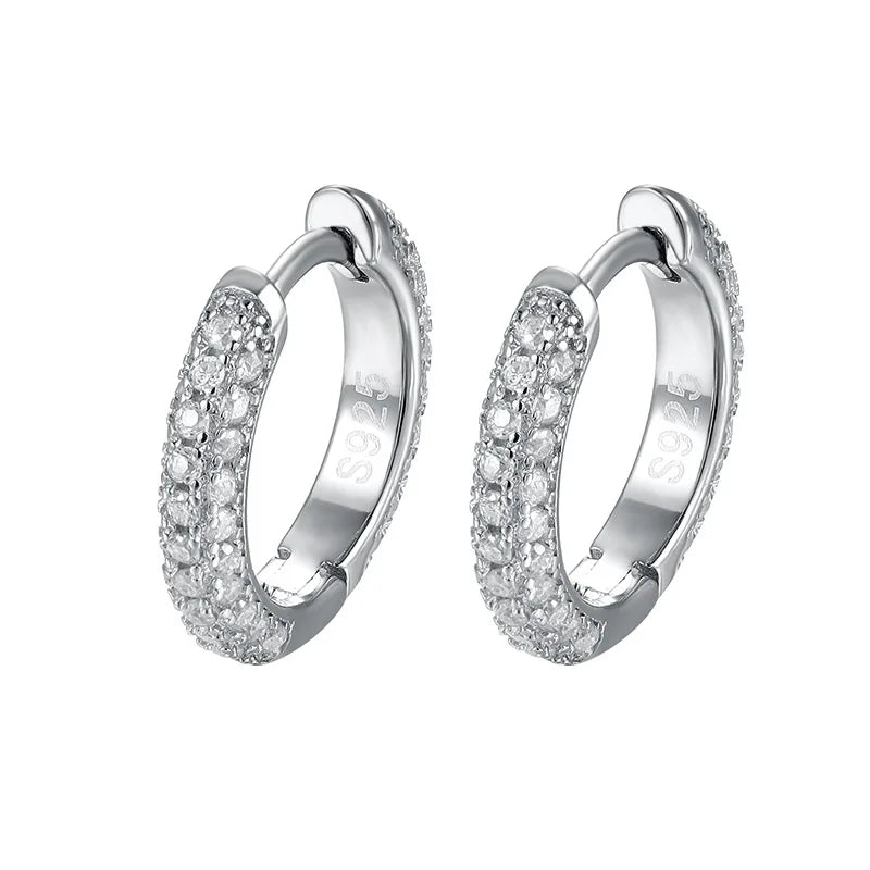 EUREKA Moissanite Hoop Earrings for Women 18K Real Gold Plated Sterling Silver Hypoallergenic Lab Created Diamond Huggie Earring