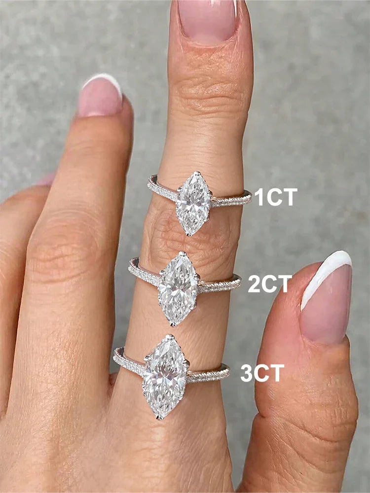 925 Sterling Silver Classic Fashion 1-3Carat Marquise Zircon Ring For Women Engagement Wedding Luxury High Quality Fine Jewelry