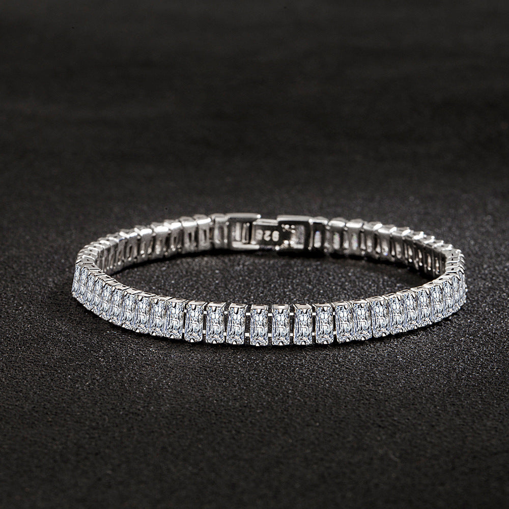 JewelryTop 925 Sterling Silver Bracelet Chain Light Luxury Color Crystal Hand Jewelry For Women Charm Wedding Gift Party 18cm