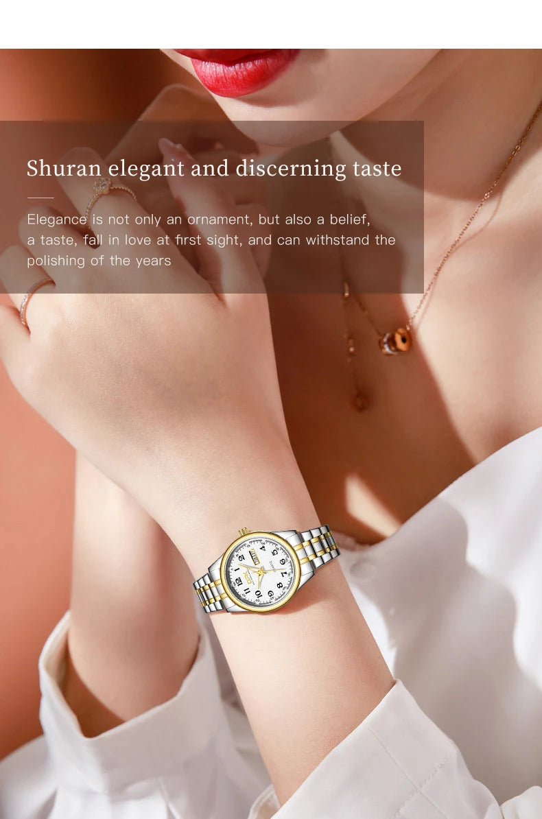OPK 8110 Ladies Watch Classic Simple Brand Quartz Watch Stainless Steel Strap Watch For Women Waterproof Luminous Day-Date Watch